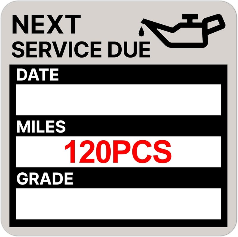 GUEER for Oil Change Sticker Static Cling, Clear Stickers 120 Pcs 2”x 2” Next Service Due Sticker for Windshield, Easy to Peel with No Residue for Car Auto Vehicle Window (Black-Grey) - Image 1